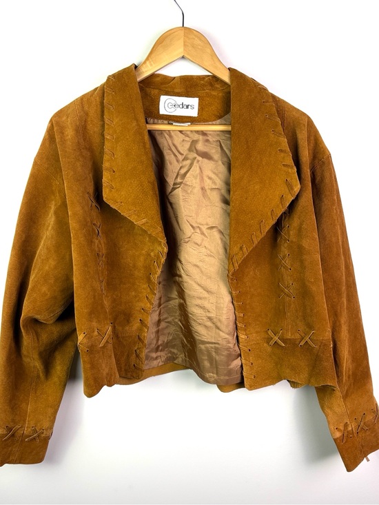 Cedars Jackets & Blazers - 80s/90s Suede Cropped Jacket in Brown/Tan fits size L